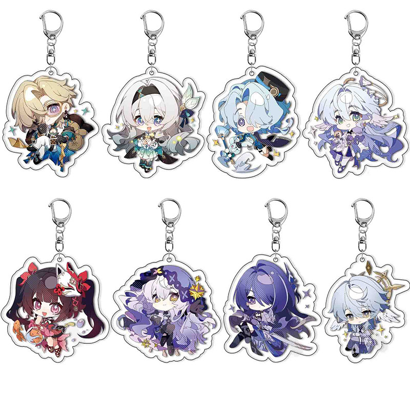 Game Honkai: Star Rail Keychain Cute Figure Robin Aventurine Acheron Pendant Car Key Ring Anime Bag 