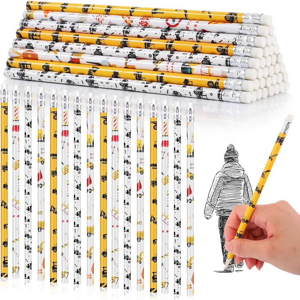 Teling 48 Chiếc Dự Tiệc Xây Dựng Ủng Hộ Bút Chì Vui Nhộn Số Lượng Lớn Có Tẩy Cho Chủ Đề Đồ Dùng Sinh