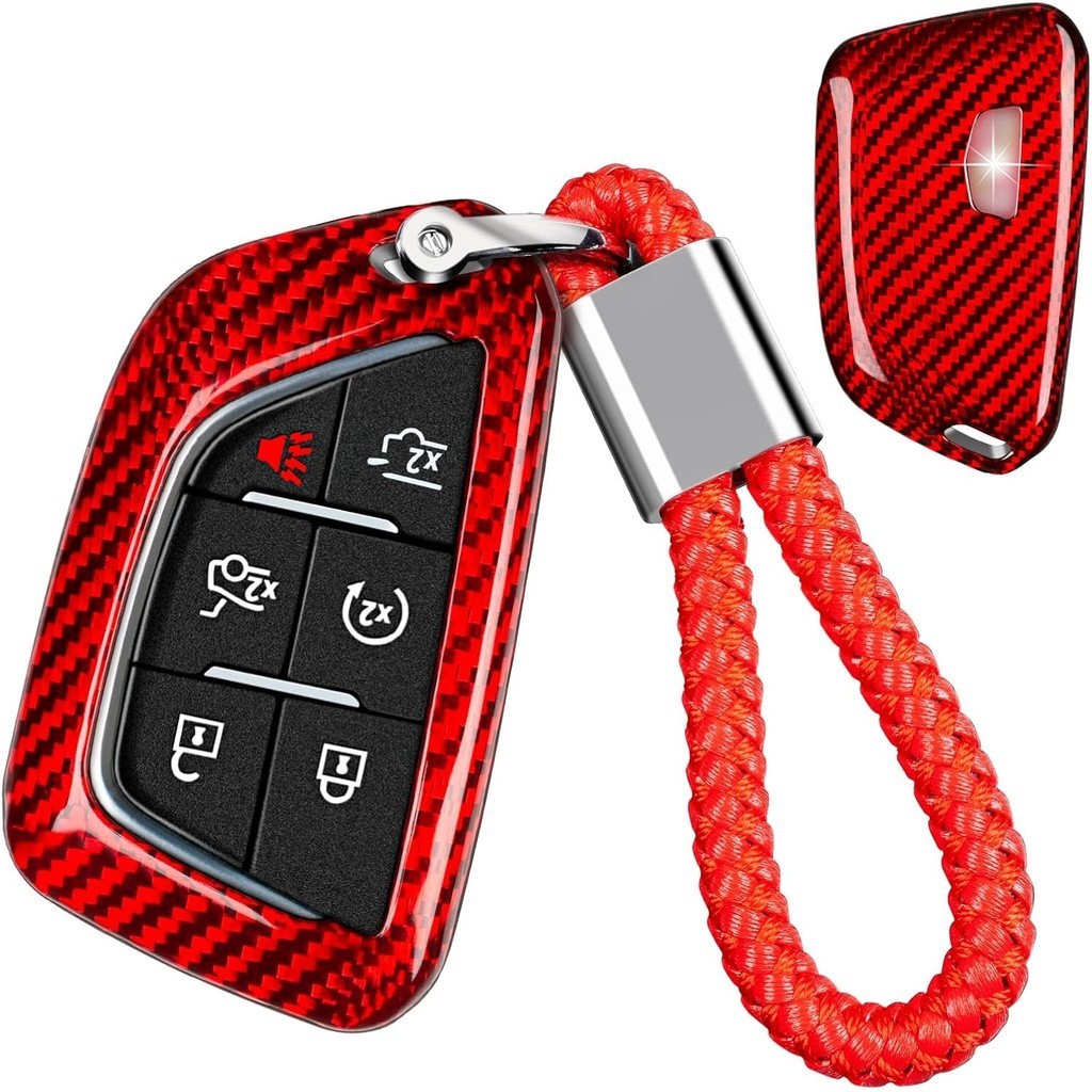 Vỏ bọc chìa khóa sợi thủy tinh thật T-carbon Tương thích với Cadillac Escalade CT4 CT5 Key Fob Vỏ bả