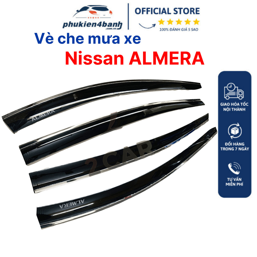 Vè che mưa xe NISSAN ALMERA 2021- 2024, 2025 CHỈ INOX cao cấp nhất