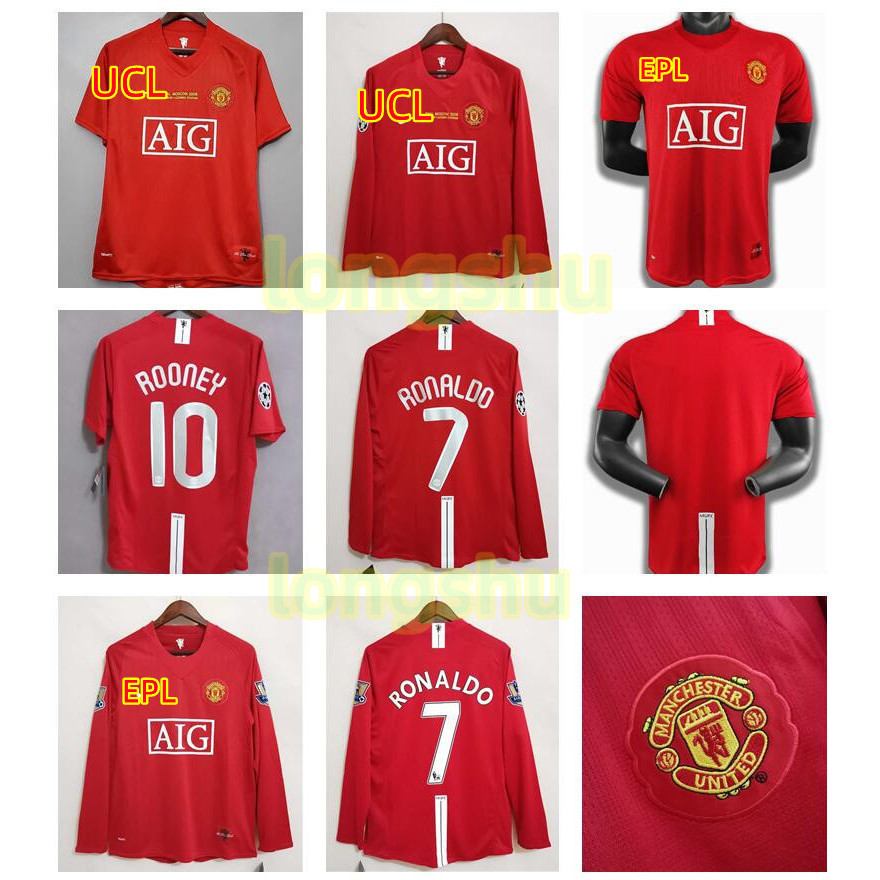 Áo bóng đá sân nhà dài tay Manchester United 2007 2008