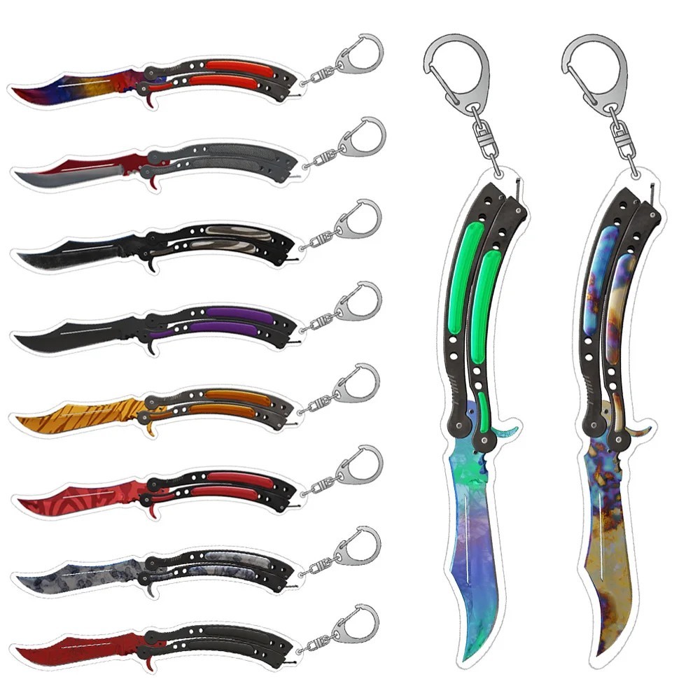Móc khóa Dao Bướm Butterfly Knife CSGO CS2 skin Gamma Doppler Marble Fade Autotronic Phụ kiện Mica A