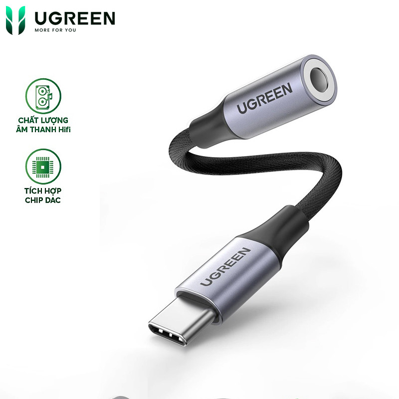 Cáp USB Type C to 3.5mm Ugreen 80154 AV161 30732 AV144 hỗ trợ nhiều ĐT và Laptop