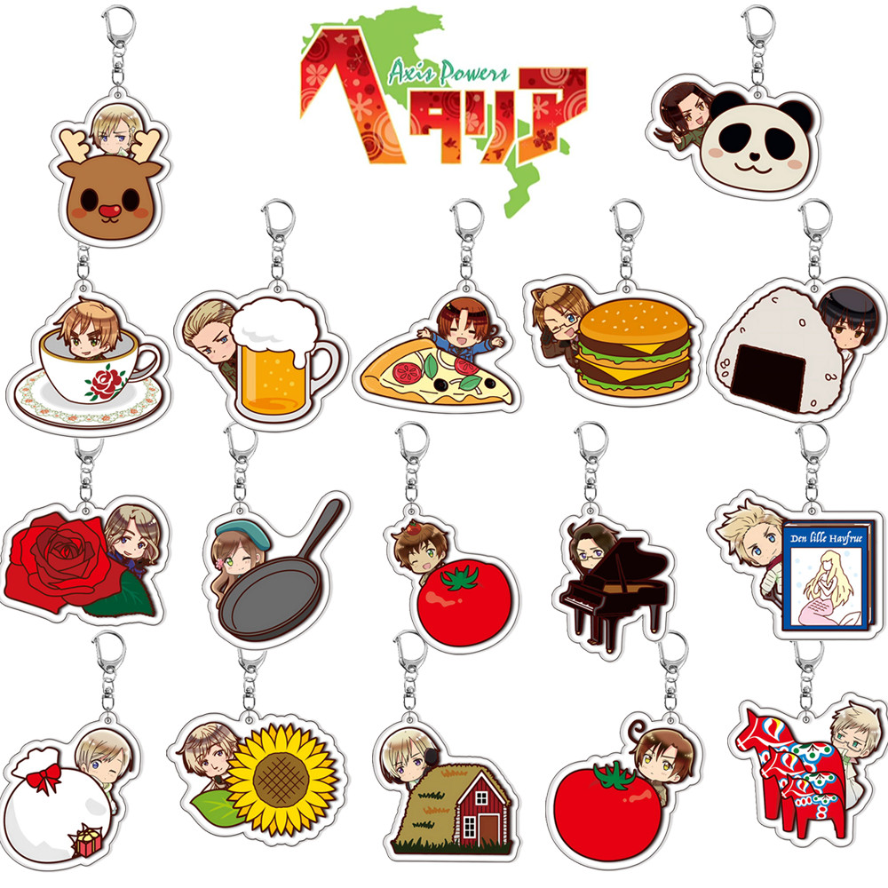 APH Anime Hetalia Axis Powers All Chibi Characters Keychain – Cute Lifestyle Cartoon Pendant