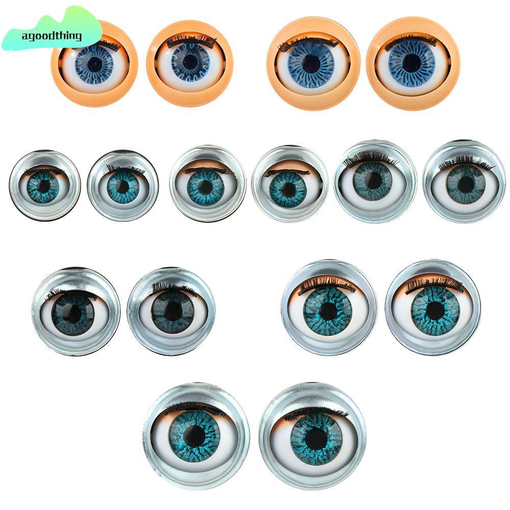 AGOODTHING 1 Cặp Búp Bê Lăn Nhãn Cầu Búp Bê Silicon Hoạt Động Mắt Búp Bê Eyechips Có Lông Mi