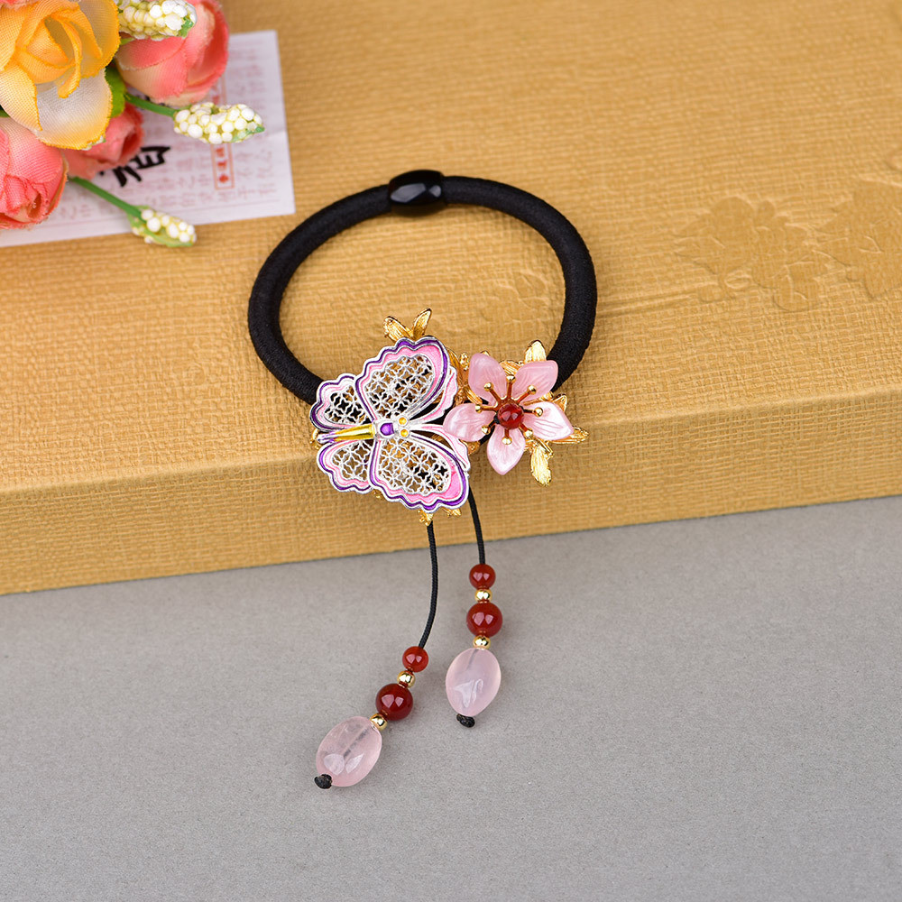 Retro Dây Buộc Tóc Dây Cao Su Mũ Đội Đầu Dày Đàn Hồi Cao Dây Buộc Tóc Nữ Dây Buộc Tóc Với Hanfu Phụ 