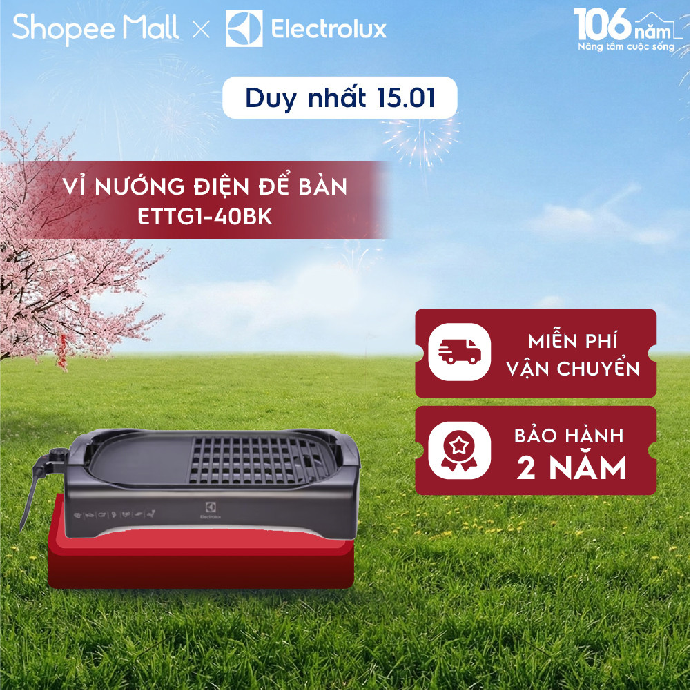 Bếp nướng điện Electrolux ETTG1-40BK - 2200W, Kích thước nhỏ gọn, Màu đen