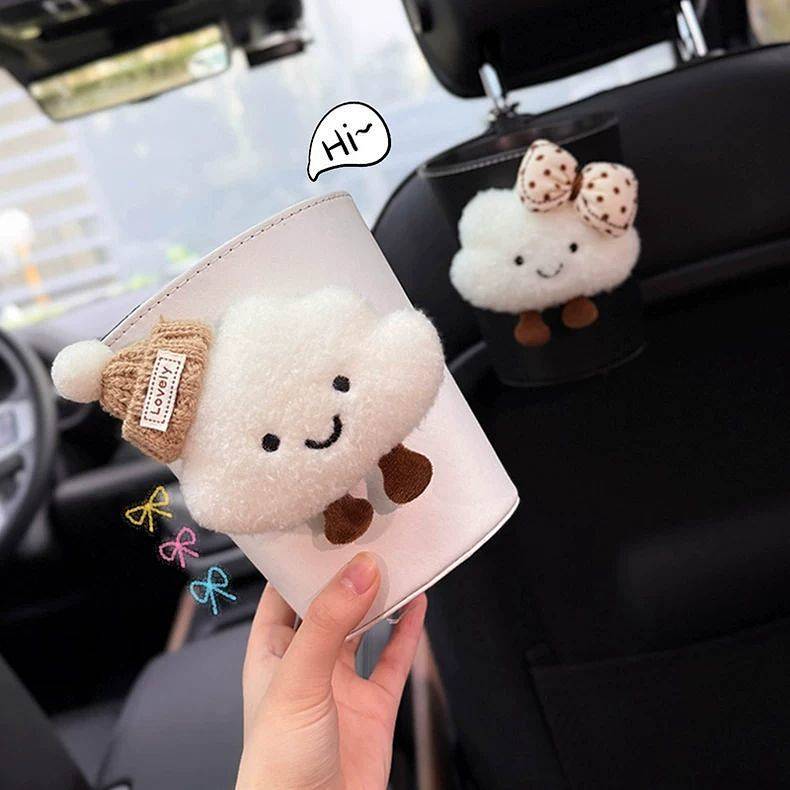 2026 New Cute Cloud Car Trash Can Car Interior and Rear Seat Hanging Storage High-Grade Female oI8y