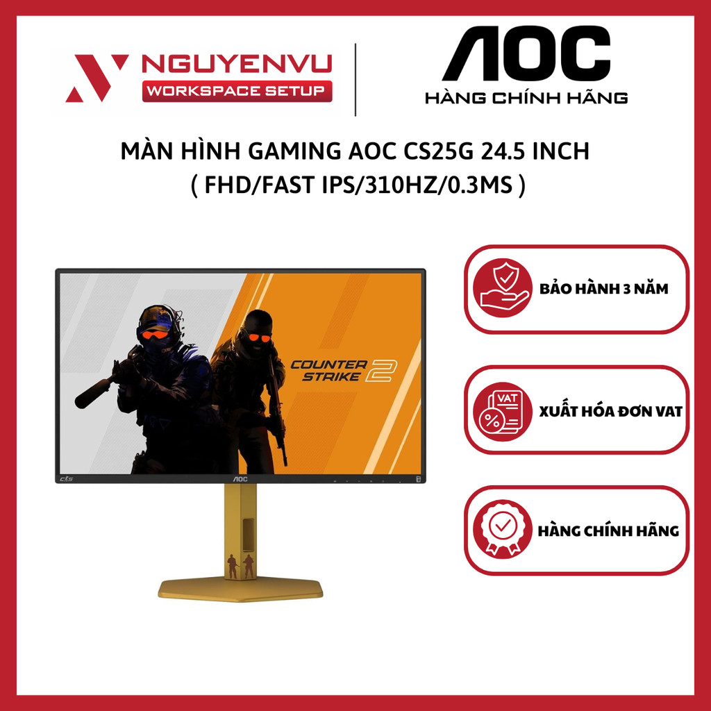 Màn Hình Gaming AOC CS25G 24.5 inch  ( FHD/Fast IPS/310Hz/0.3ms ) - Hàng Chính Hãng