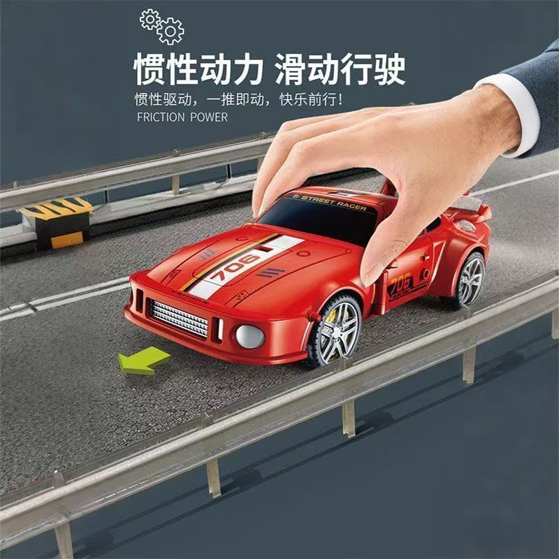 New Product#Transforming Robot Racing Car Children's Inertia Toy Car Durable Transforming Warrior Ki