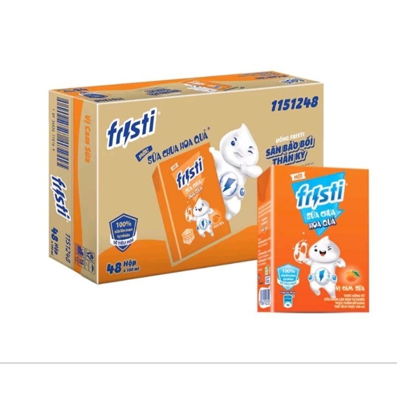🍊Thùng Sữa Cam Fristi (48 Hộp x 100ml) Thức Uống Từ Sữa Chua Lên Men Tự Nhiên🍊