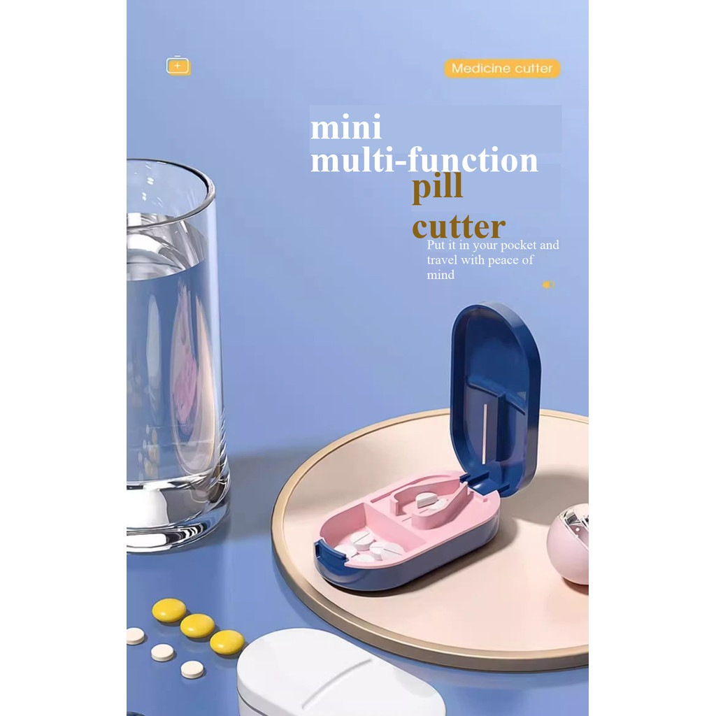 Máy cắt & hộp thuốc 2 trong 1 1 1 / 4 + 1 / 2 / ABS Hidden-Blade / Du lịch-Seal / Cùng ngày Ship / 2