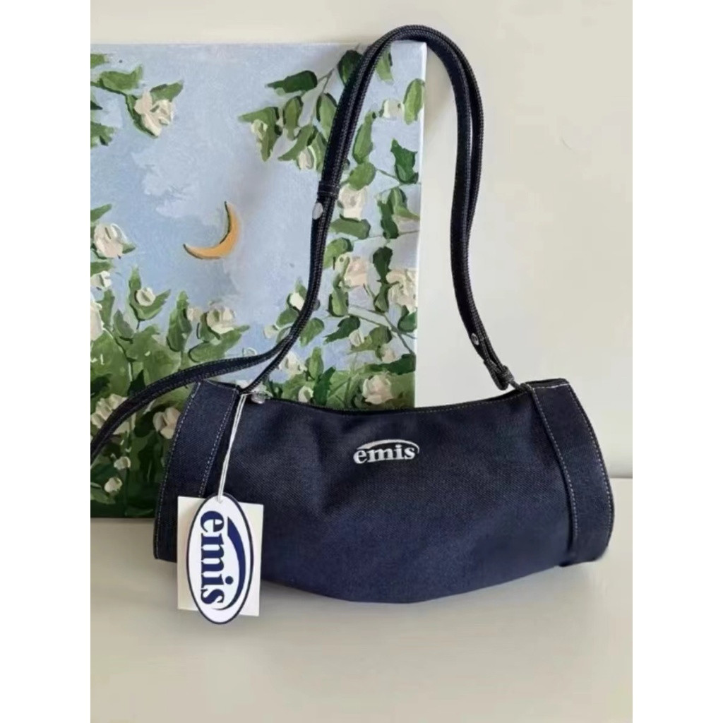 Chính hãng EMIS Hàn Quốc Hóa chất Denim Túi thể thao thông thường Túi đeo vai Túi xách Túi đeo chéo