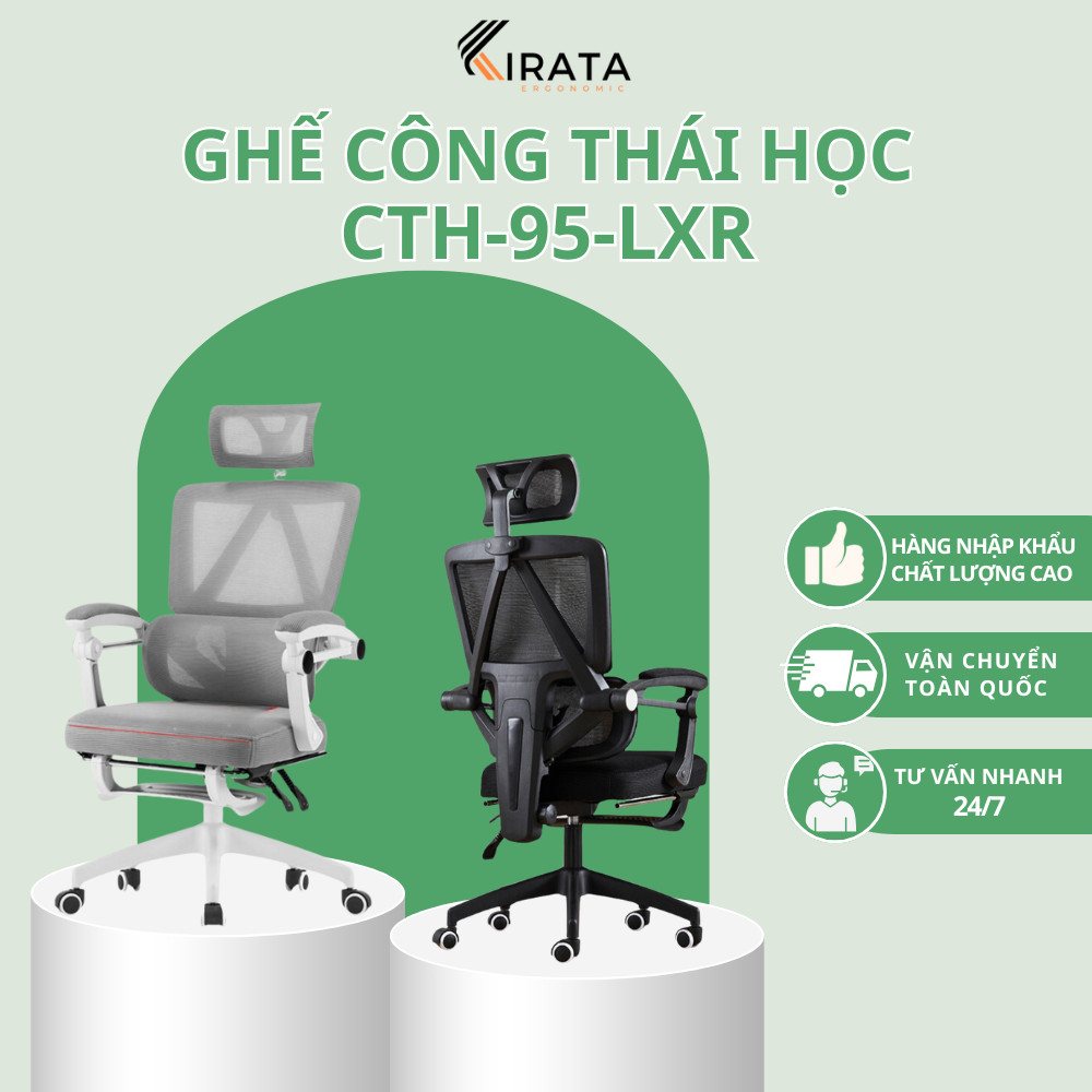 Ghế Công Thái Học , Ghế Chơi Game Hỗ Trợ Tuyệt Đối Đốt Sống Ngả Lưng 125 độ Lưng Lưới Thoáng Khí CTH