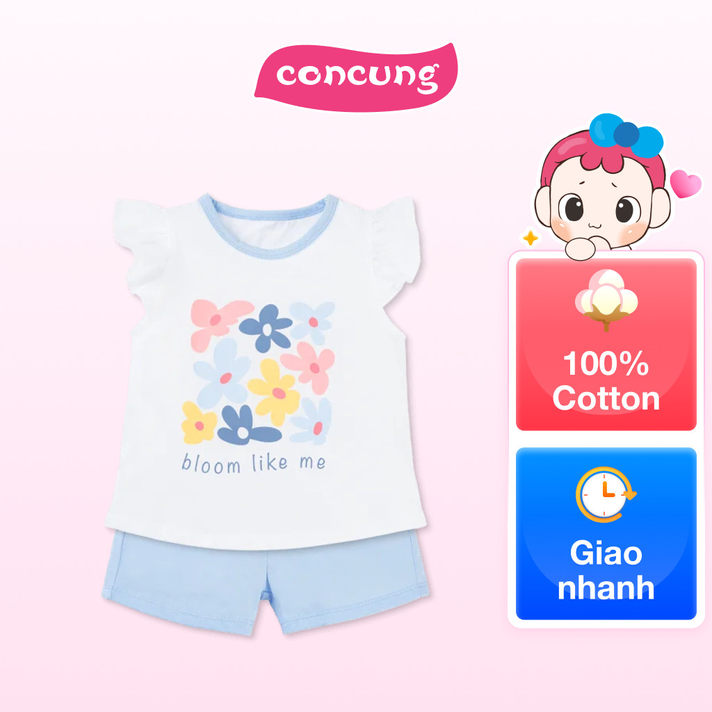 Bộ bé gái ngắn Animo Easy TX1125013 (3Y,Trắng-dương,TT02)