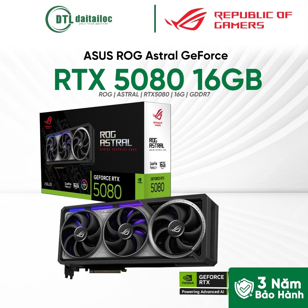Card màn hình ASUS ROG Astral GeForce RTX 5080 16GB GDDR7 | Chính Hãng | Bảo Hành 36 Tháng