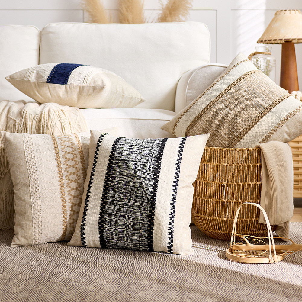 [Sẵn Sàng] Vỏ Gối Phong Cách Vải Lanh Cotton Bohemian Country Country Country Trang Trí Đệm Phòng Kh