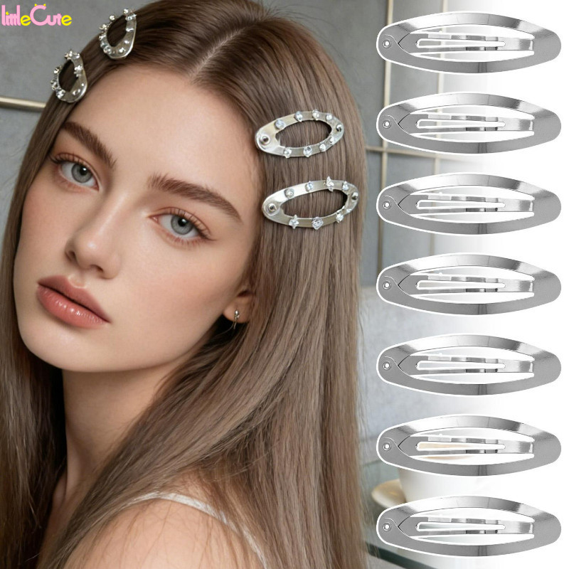 40-20 Kẹp tóc BB hình bầu dục kim loại Y2K - Mũ chống trượt - Kẹp tóc bên - Kẹp tóc đơn giản - Dụng 