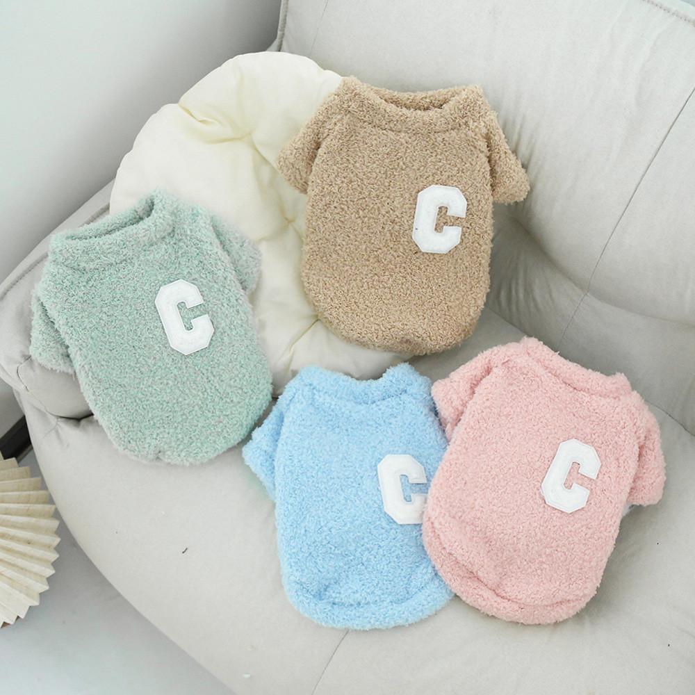 Áo Thun Lông Cloud 2 Mặt Cho Thú Cưng ấm áp Cực Mềm In Chữ C đơn Giản Phù Hợp Cho Chó Mèo Poodle, Corgi