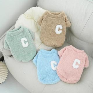 Áo Thun Lông Cloud 2 Mặt Cho Thú Cưng ấm áp Cực Mềm In Chữ C đơn Giản Phù Hợp Cho Chó Mèo Poodle, Corgi