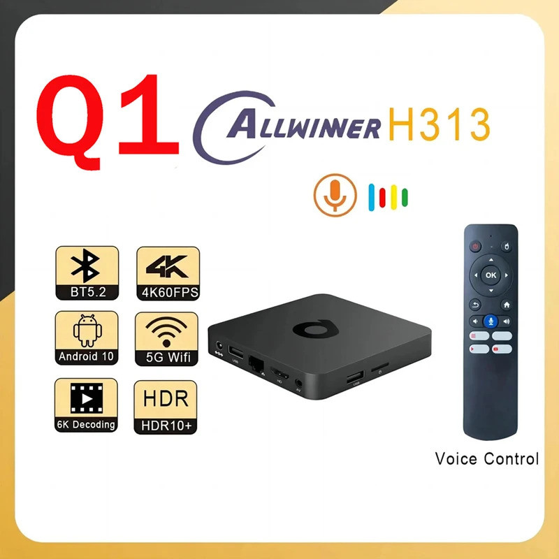Q1 Smart ATV Media Player Android 10 Allwinner H313 2GB 16GB Dual 4G 5G wi-fi BT5.2 4K Set Top Box W