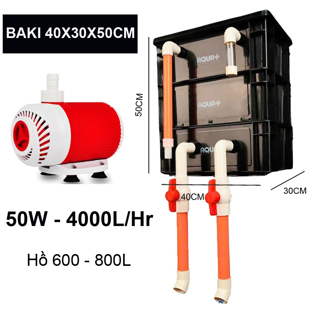 Combo Lọc Thùng Bakki & Bơm Baoyu BY-105 (4000L/H) - Giải Pháp Lọc Sạch Cho Hồ Cá 600-800L