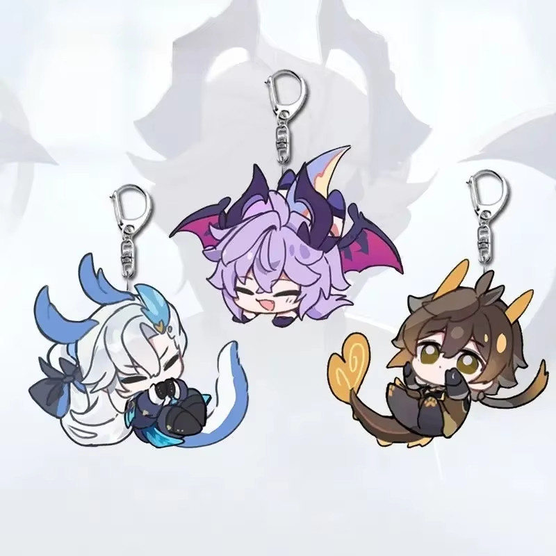 Game Genshin Impact Neuvillette Zhongli Mini Durin Cosplay Keychain Bag Pendant Acrylic