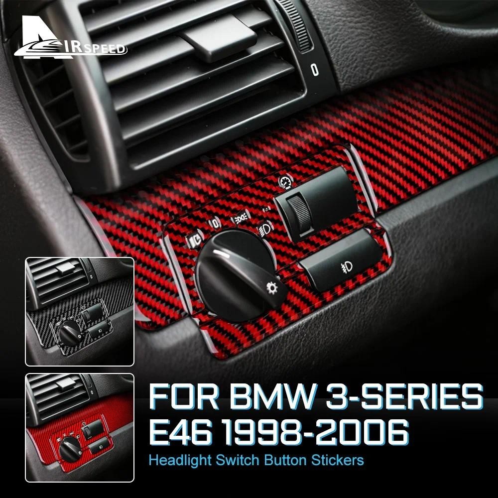 AIRSPEED Cho BMW E46 Đèn Pha Nút Công Tắc Cho Xe BMW E46 1998-2006 3 Series Sợi Carbon Trang Trí Xe 