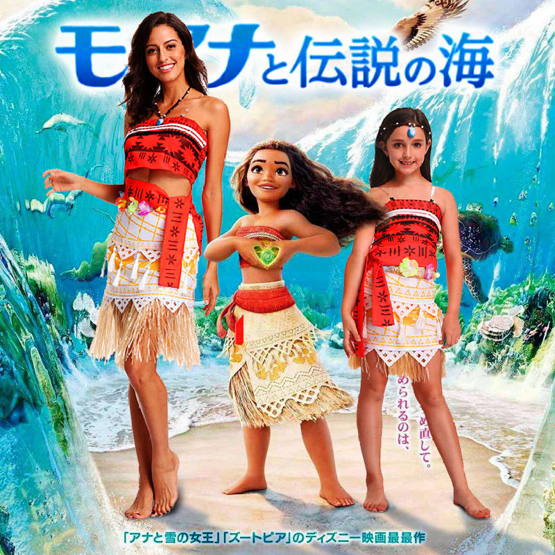 Đại Dương Lãng Mạn Người Lớn Trẻ Em Moana Trang Phục Moana Váy Ngắn cosplay Trang Phục Moai Đầm 2.05