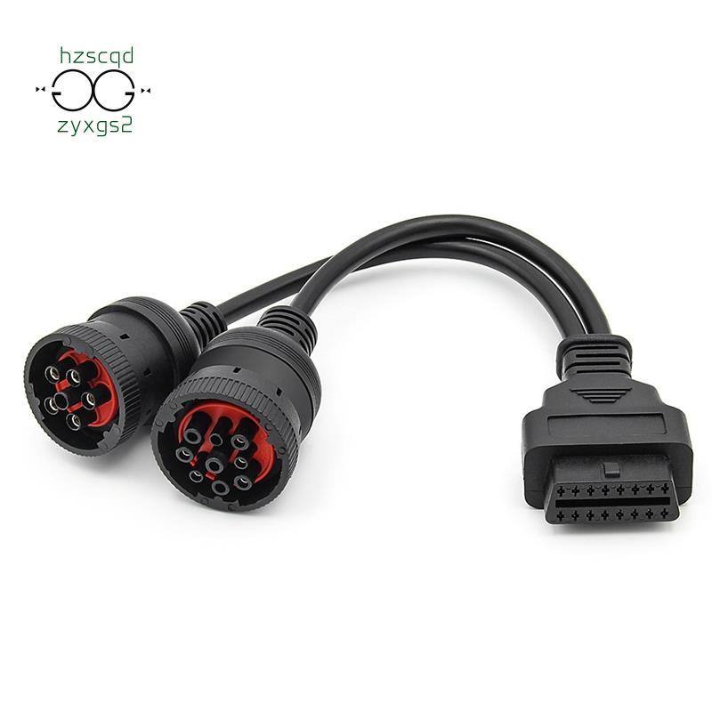 Xe Tải Y Cáp OBD2 16Pin Nữ Đến J1708 6Pin / J1939 9Pin Cáp OBDII Y Cáp Chuyển Đổi Chẩn Đoán Cáp