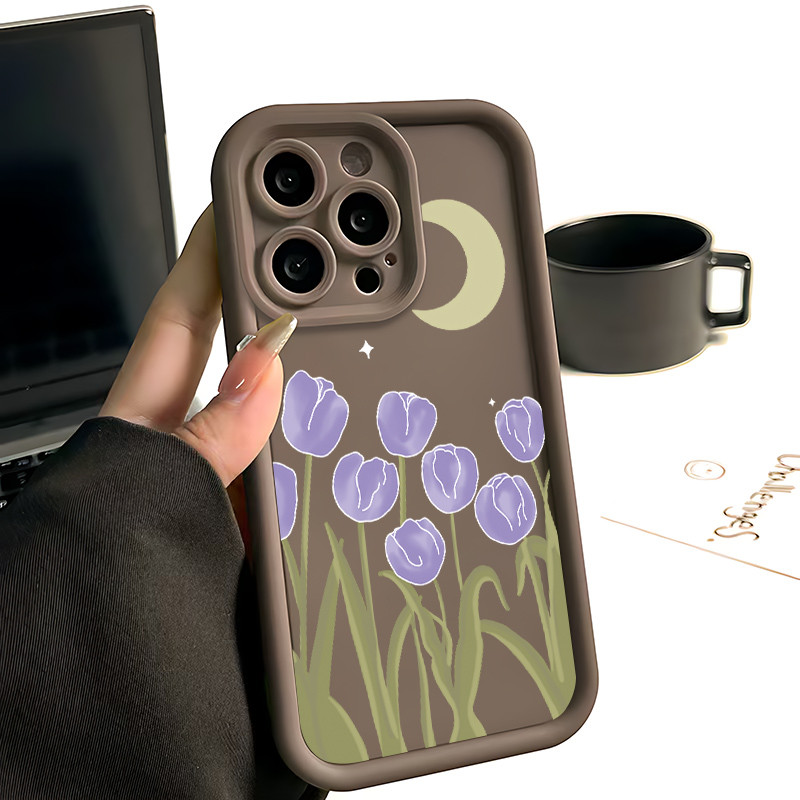 Ốp Lưng Xu hướng hoa tulip tím cho OPPO A54/A55/A58/A60/A74/A78/A79/A92 TPU Soft Shell chống ngã