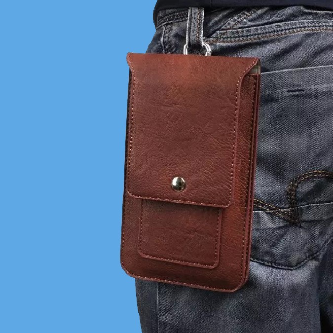 Spot Goods#6.7/6.9Mobile phone waist bag for men, belt-worn leather waist bag, mobile phone case, ve