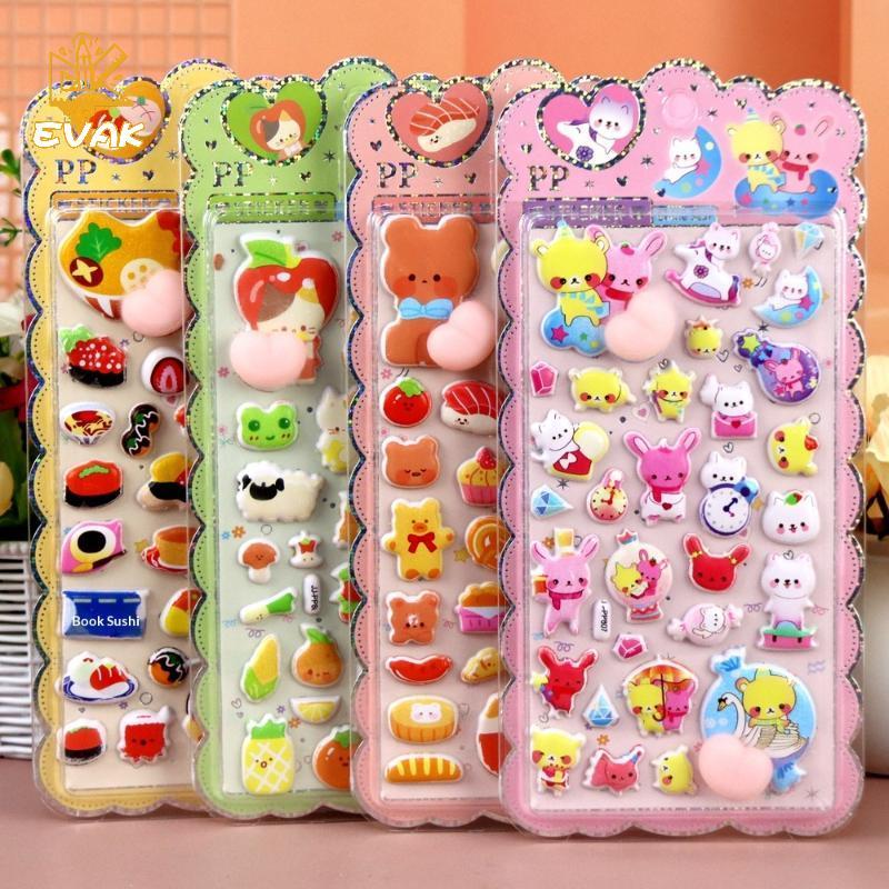 Alittlesetrtu 3D Phim Hoạt Hình Hình Hình Thú Puffy Dán Cho DIY Laptop & Vỏ Điện Thoại Trang Trí VN