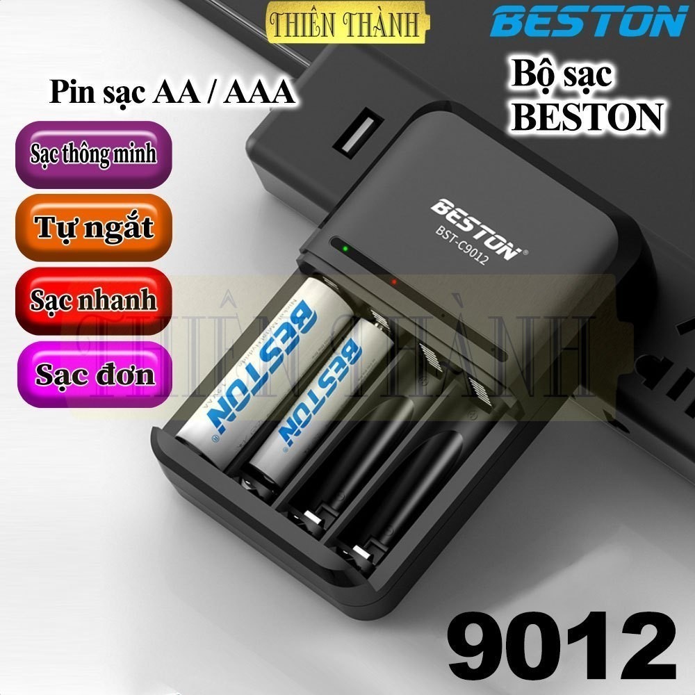 Bộ sạc BESTON C9012,pin sạc AA3300mAh,AAA1300mAh,1.2V,(9012,3300,1300)