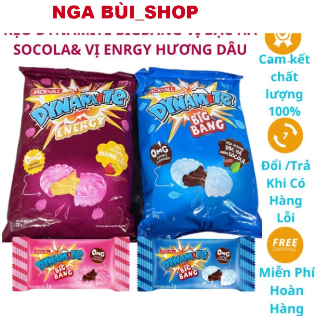 (SALE LỚN) Kẹo Dynamite BigBang Hương Bạc Hà Nhân Socola và và Dynamite Energy hương Dâu 330g