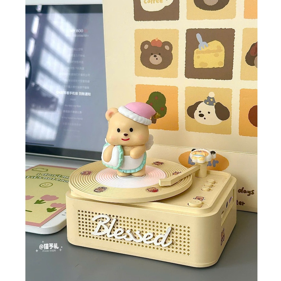 [Màu mới] Loa Bluetooth mini Blessed làm quà tặng sinh nhật cho bé trai và bé gái, đĩa than cổ điển 