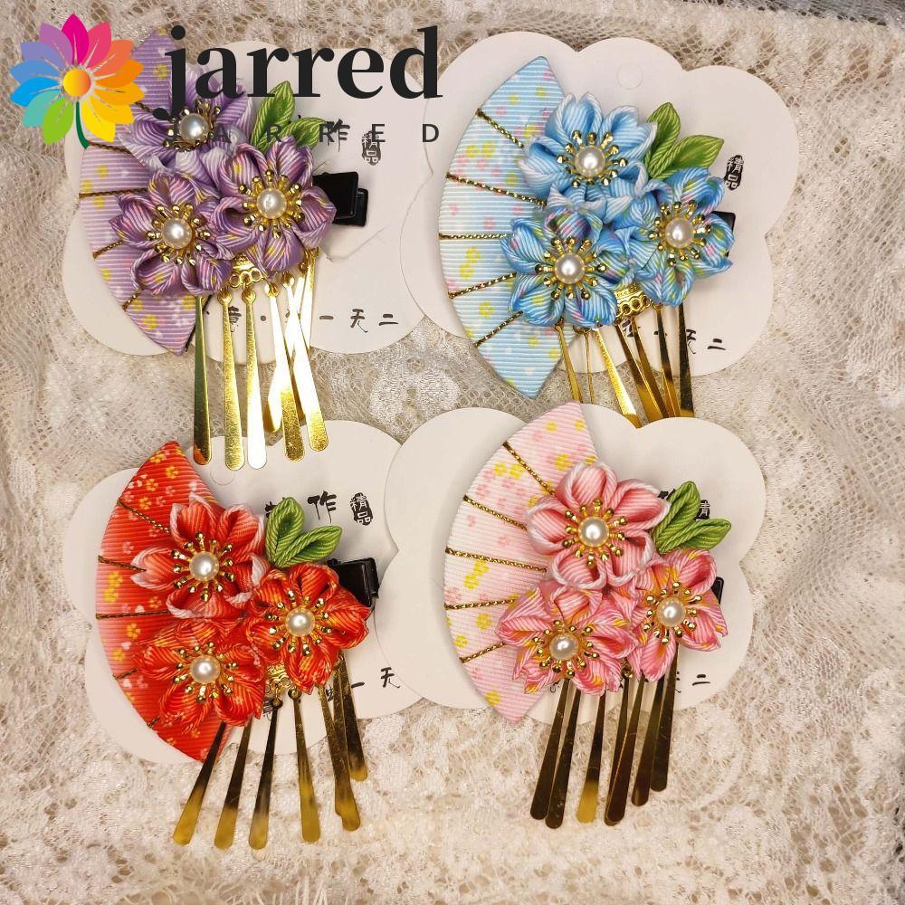 Kẹp Tóc Tua Rua Hoa Nhật Bản, Phong Cách Mũ Kimono Cho Bé Gái