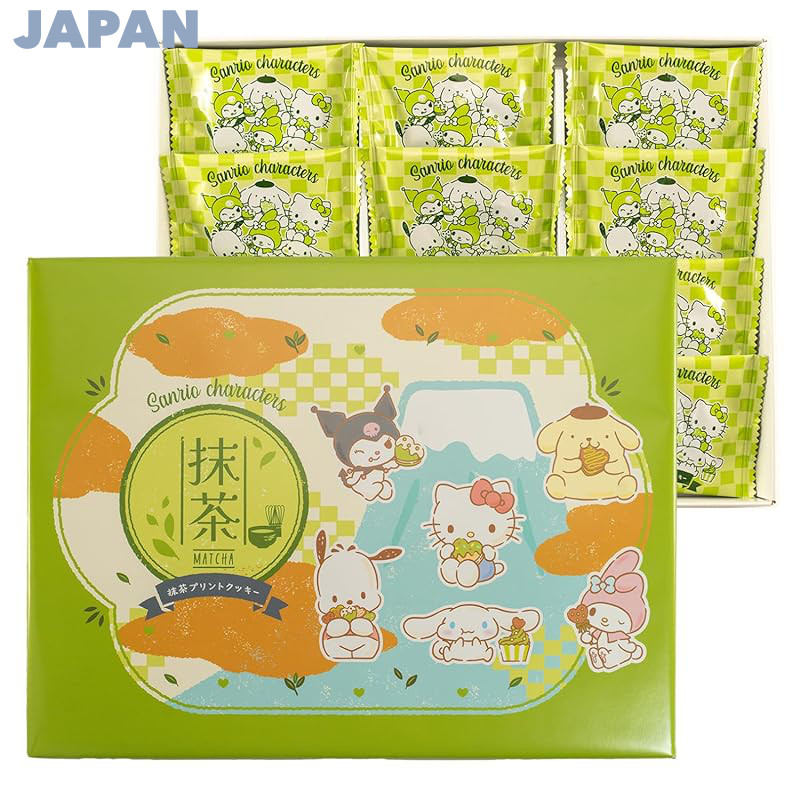 Nagato-ya Sanrio Characters Matcha Printed Cookies, 12 pieces