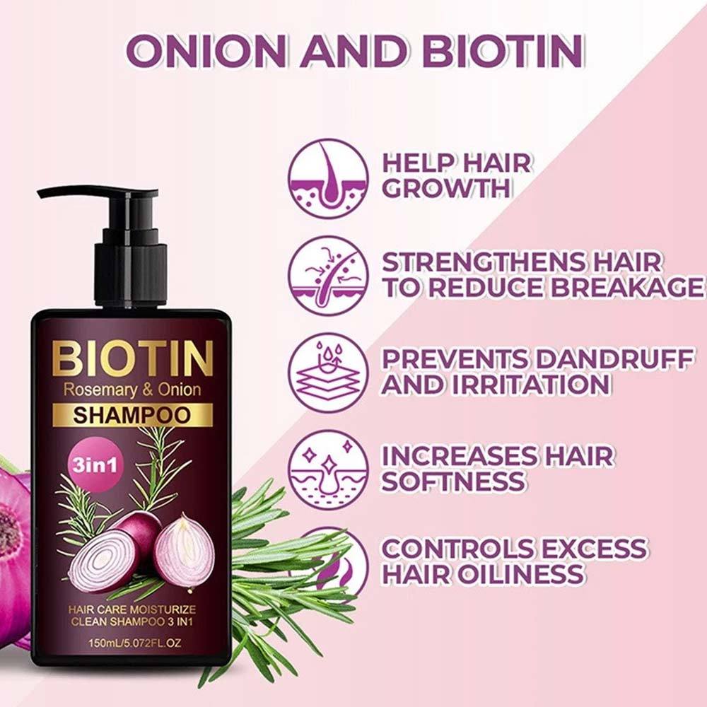Onion & Rosemary Shampoo Hair Growth, Onion Biotin and Rosemary Shampoo 150ml
