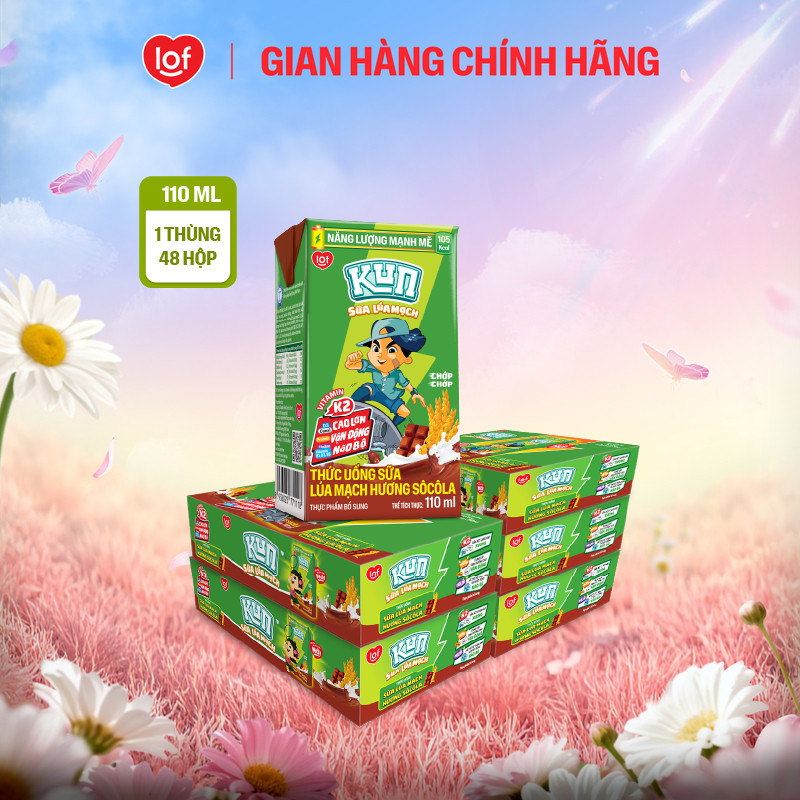 Combo 5 thùng Sữa lúa mạch KUN vị socola 1 thùng 48 hộp x 110ml/180ml