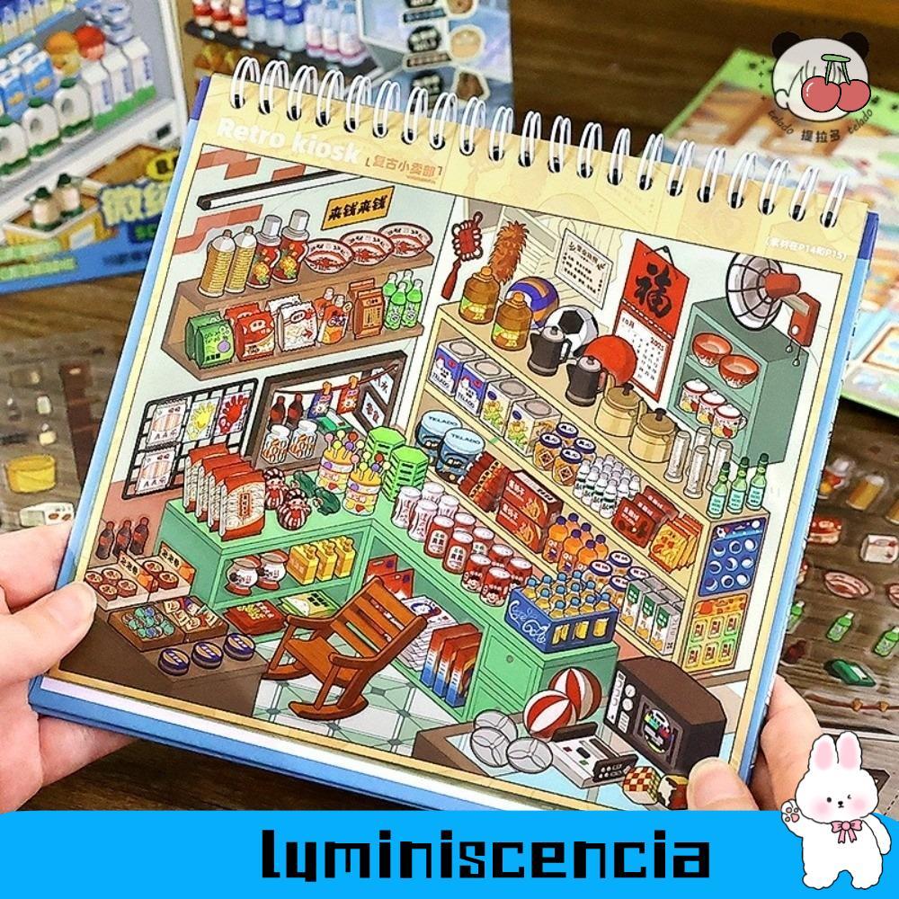 Nhãn dán phong cảnh LUMINISCENCIA, 10 cảnh 33 tờ Nhãn dán cảnh cửa hàng PET, Nhãn dán cảnh thu nhỏ c