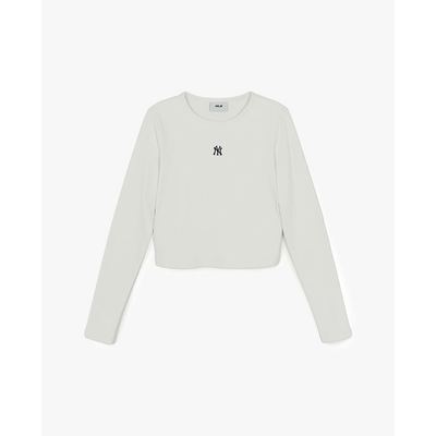 MLB - Áo croptop nữ cổ tròn tay dài Basic_3FTSB0361-50IVS