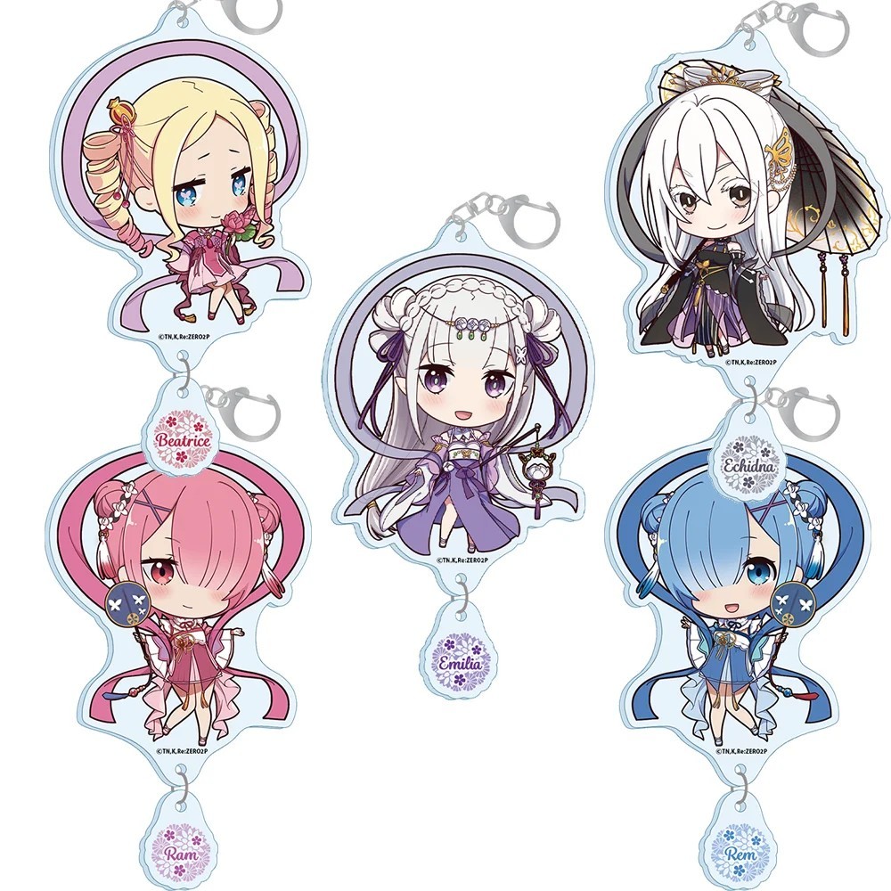 Móc khóa Anime Re:Zero mô hình Acrylic nhân vật Emilia Rem Ram Beatrice Echidna phụ kiện treo balo t