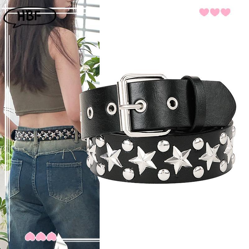 HFVN Rivet Hollow Bullet Punk Belt - Thắt lưng da đính đá Gothic có thể điều chỉnh cho nữ HOT