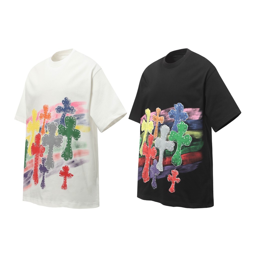 4NKH Chrome Hearts 2026Cross hand-painted print couple's short-sleeve shirt T T-shirt Couple Style