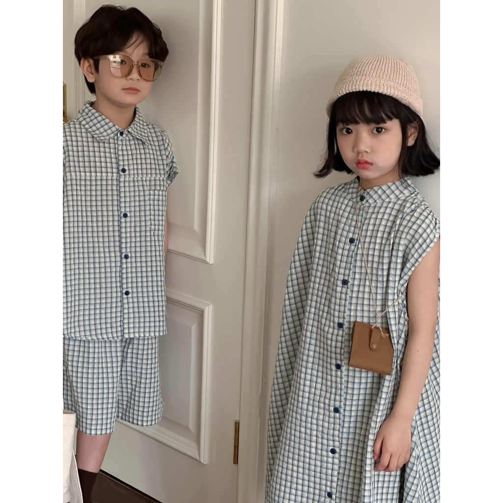 Set đồ đôi cho bé, bộ đồ hai mảnh áo ngắn tay quần đùi phong cách Hàn Quốc cho bé trai và bé gái, vá