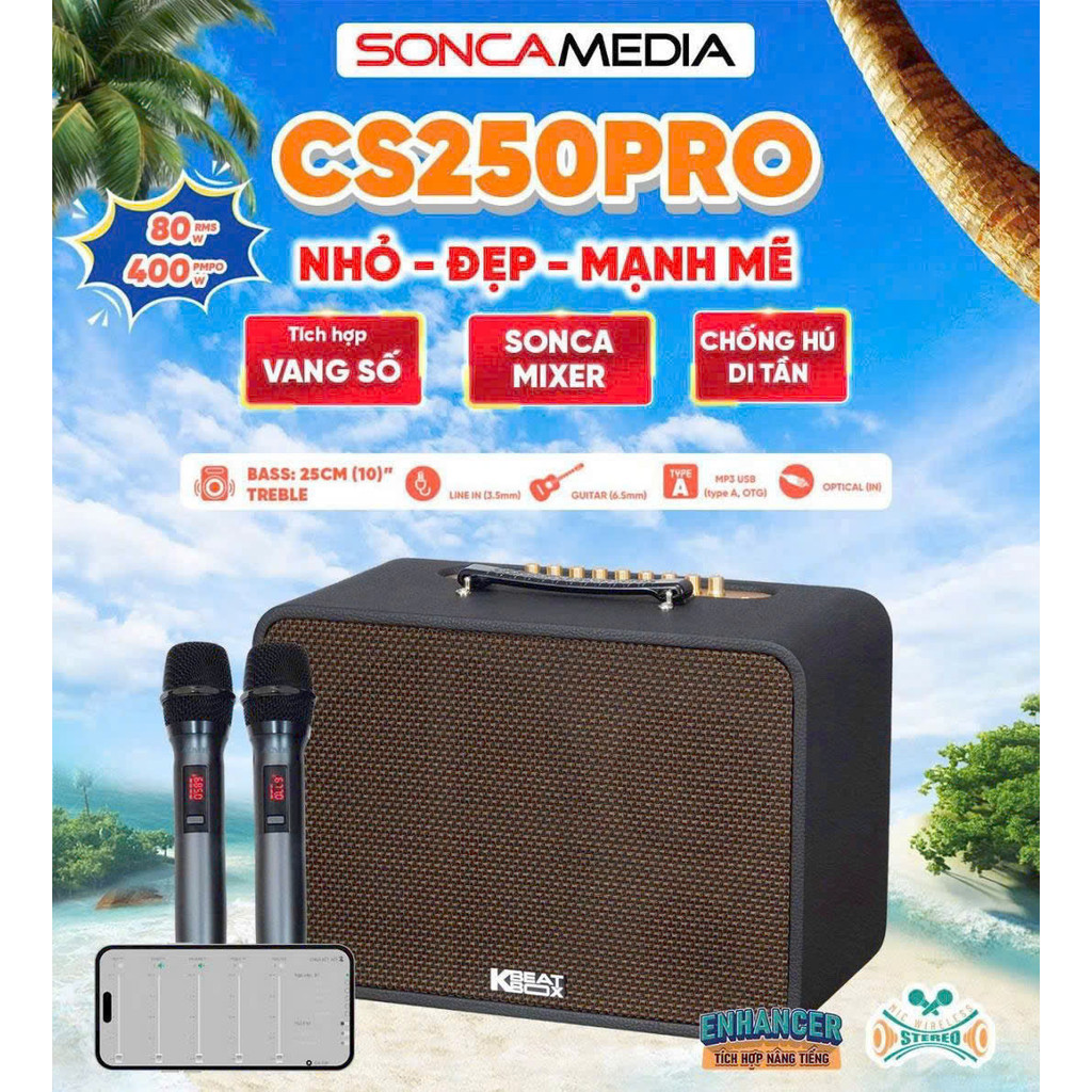 [HCM] Loa karaoke SONCAMEDIA CS250PRO Công suất 80W (RMS) / 400W (PMPO)- Hàng Chính Hãng 2026