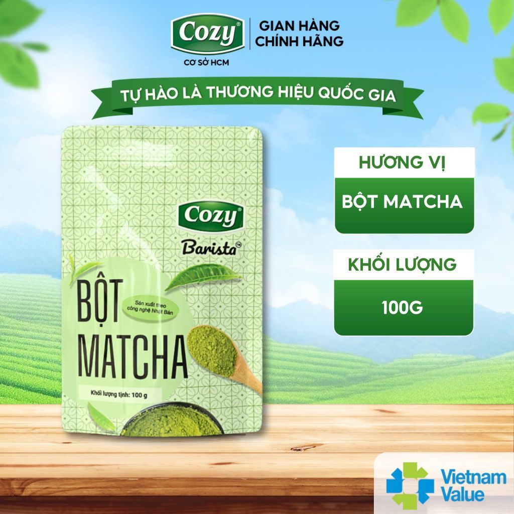 Combo 5 Gói Bột Matcha Cozy Barista, Bột Trà Xanh Pha Matcha Latte Dây Chuyền Sản Xuất Nhật Bản