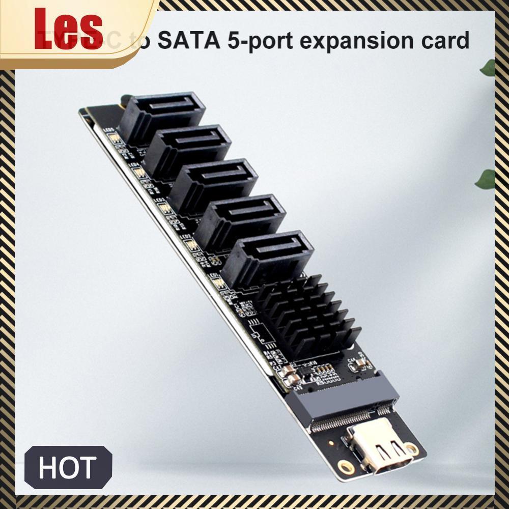 Thẻ chuyển đổi Type C sang 5 cổng SATA 3.0 6Gbps JM575 + JMS580 Chip USB C sang SATA 3.0 Thẻ mở rộng