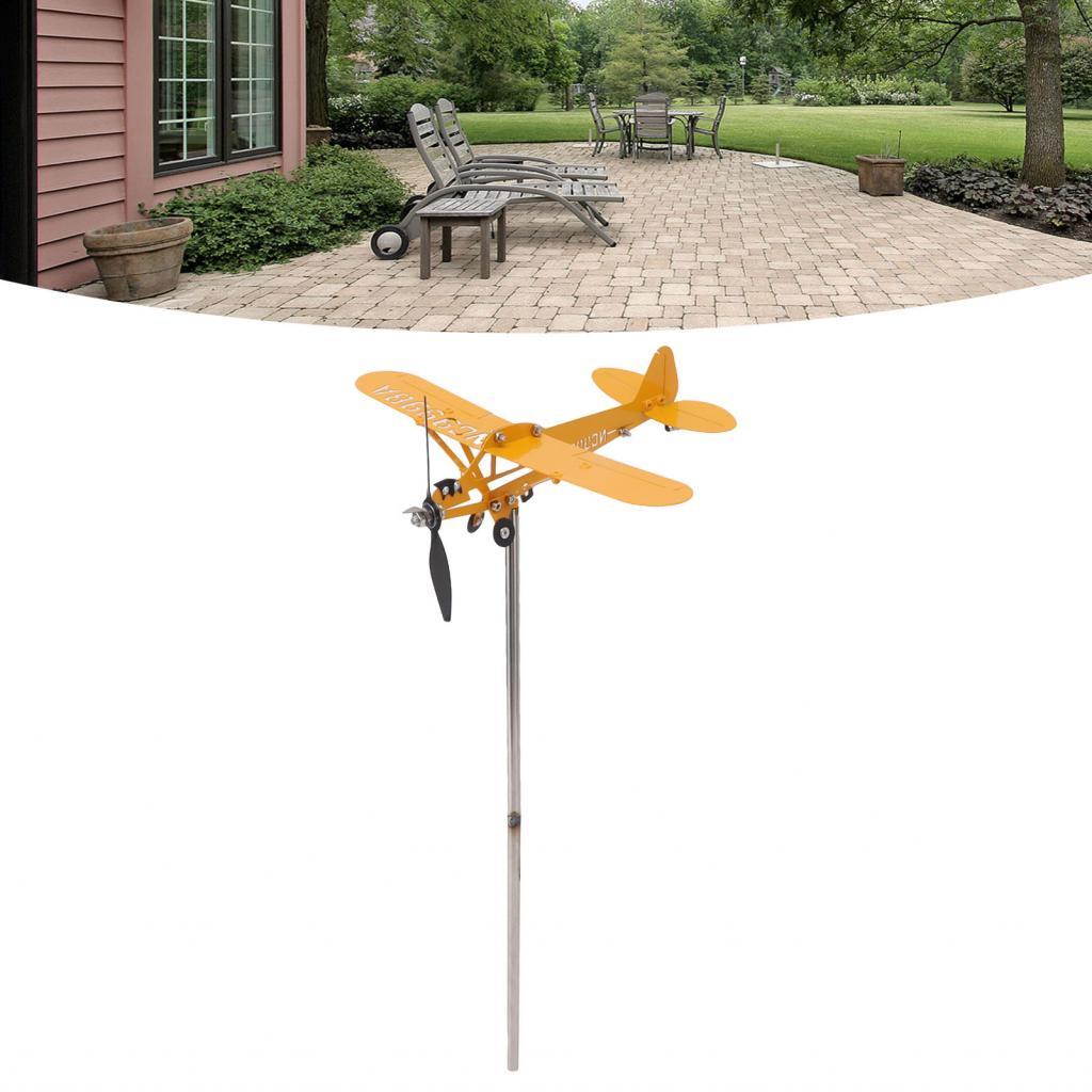 ERYUE Piper J3 Cub Metal Airplane Windmill Trang trí sân vườn ngoài trời bền bỉ cho mái nhà (Kích th